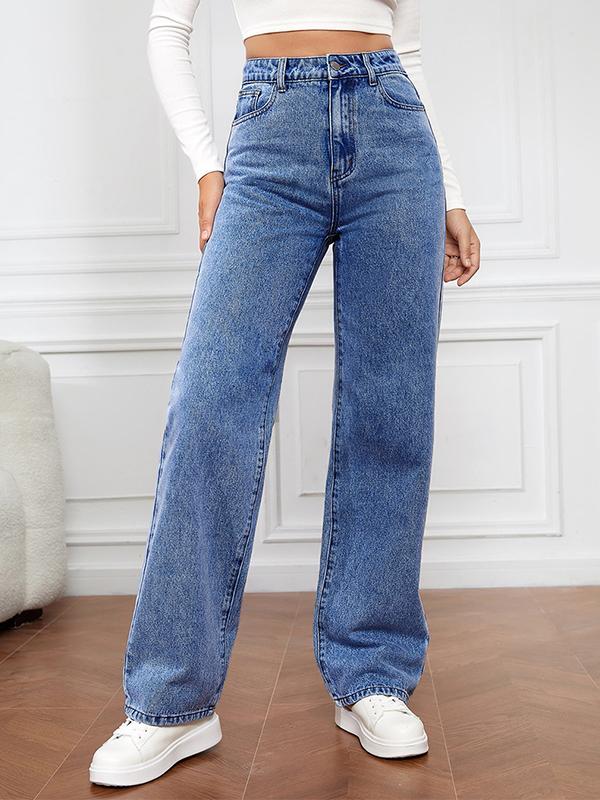 Stretch Washed Fashionable Straight Leg Boyfriend Jeans Product Image