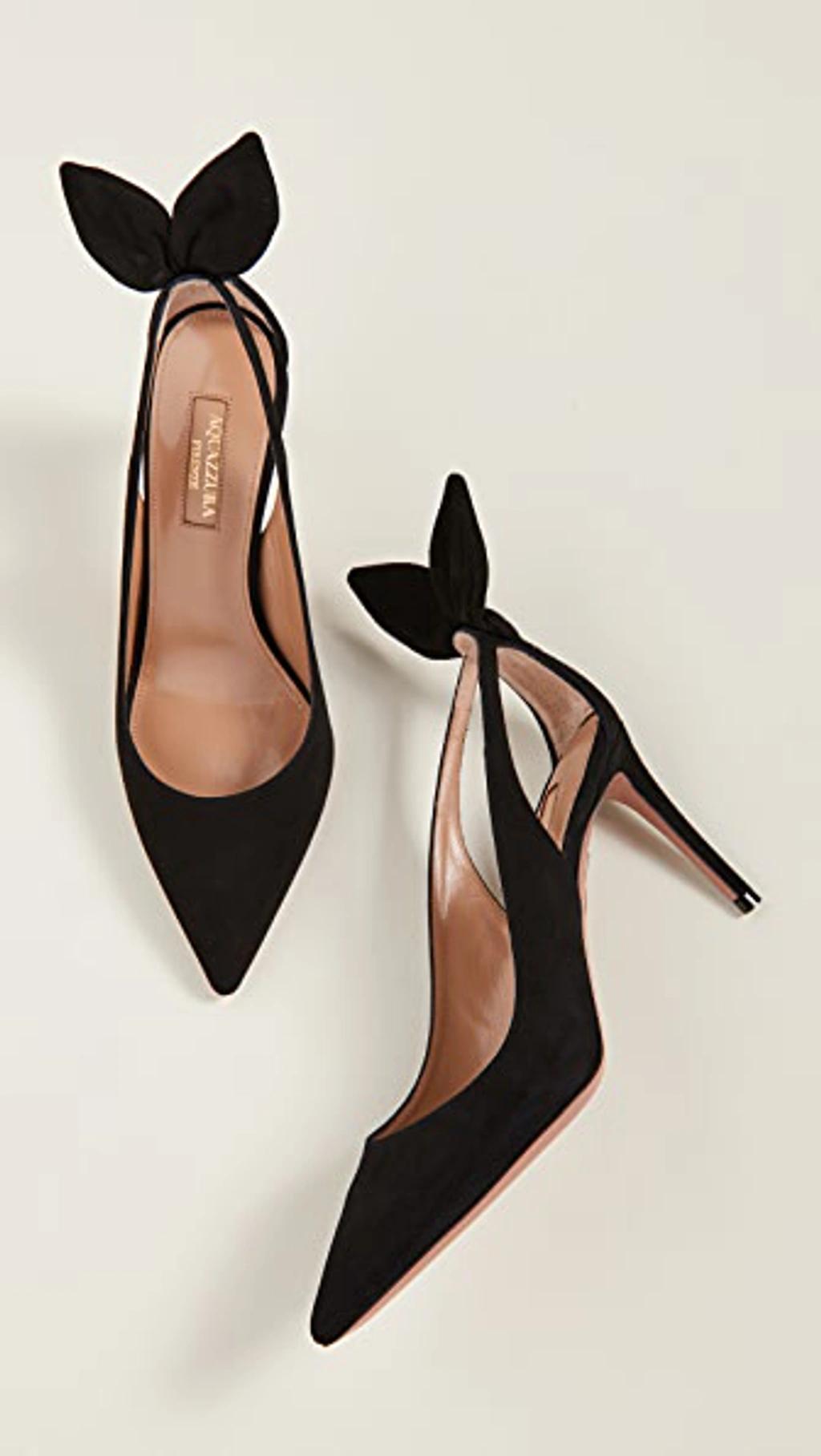 AQUAZZURA Bow Tie 85 Suede Pumps In Black Product Image