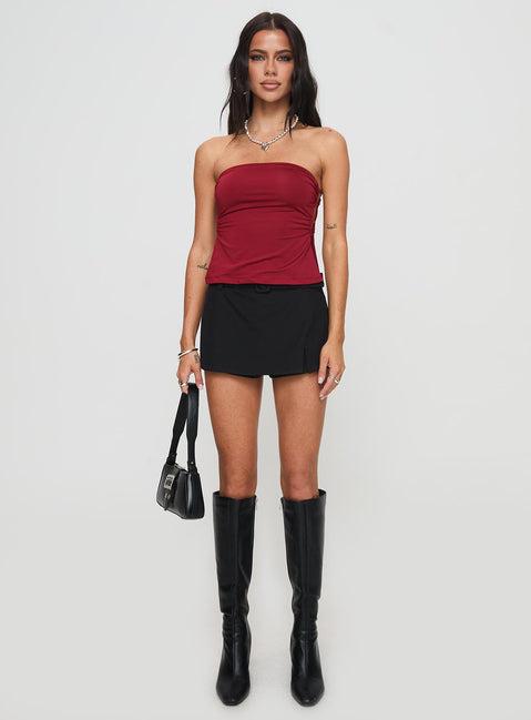 Round The World Strapless Top Burgundy Product Image