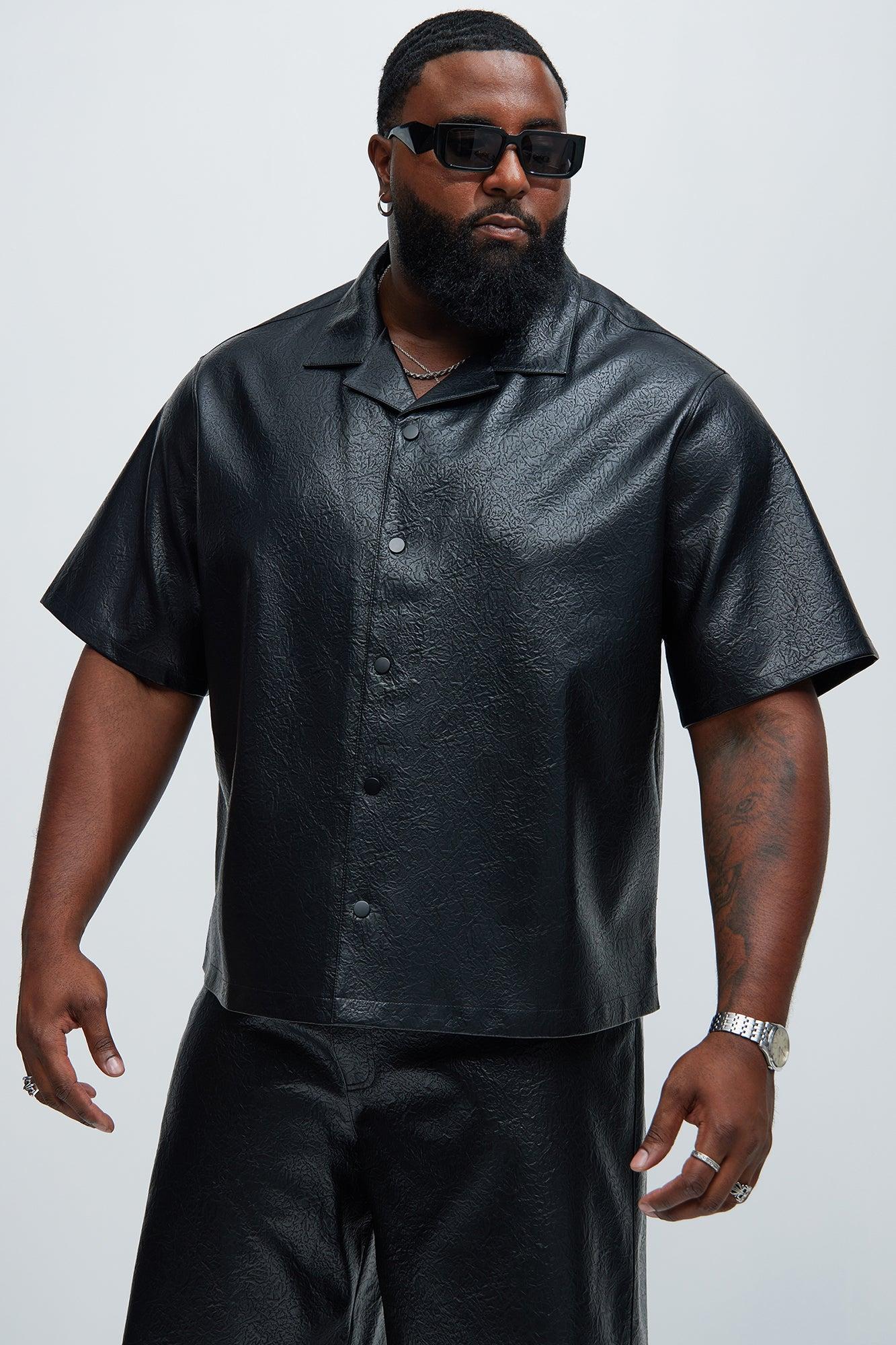 Riker Faux Leather Shirt - Black Product Image