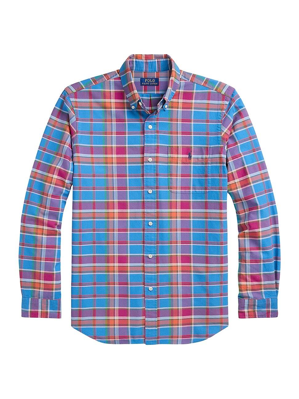 Mens Classic-Fit Plaid Button-Down Oxford Shirt Product Image