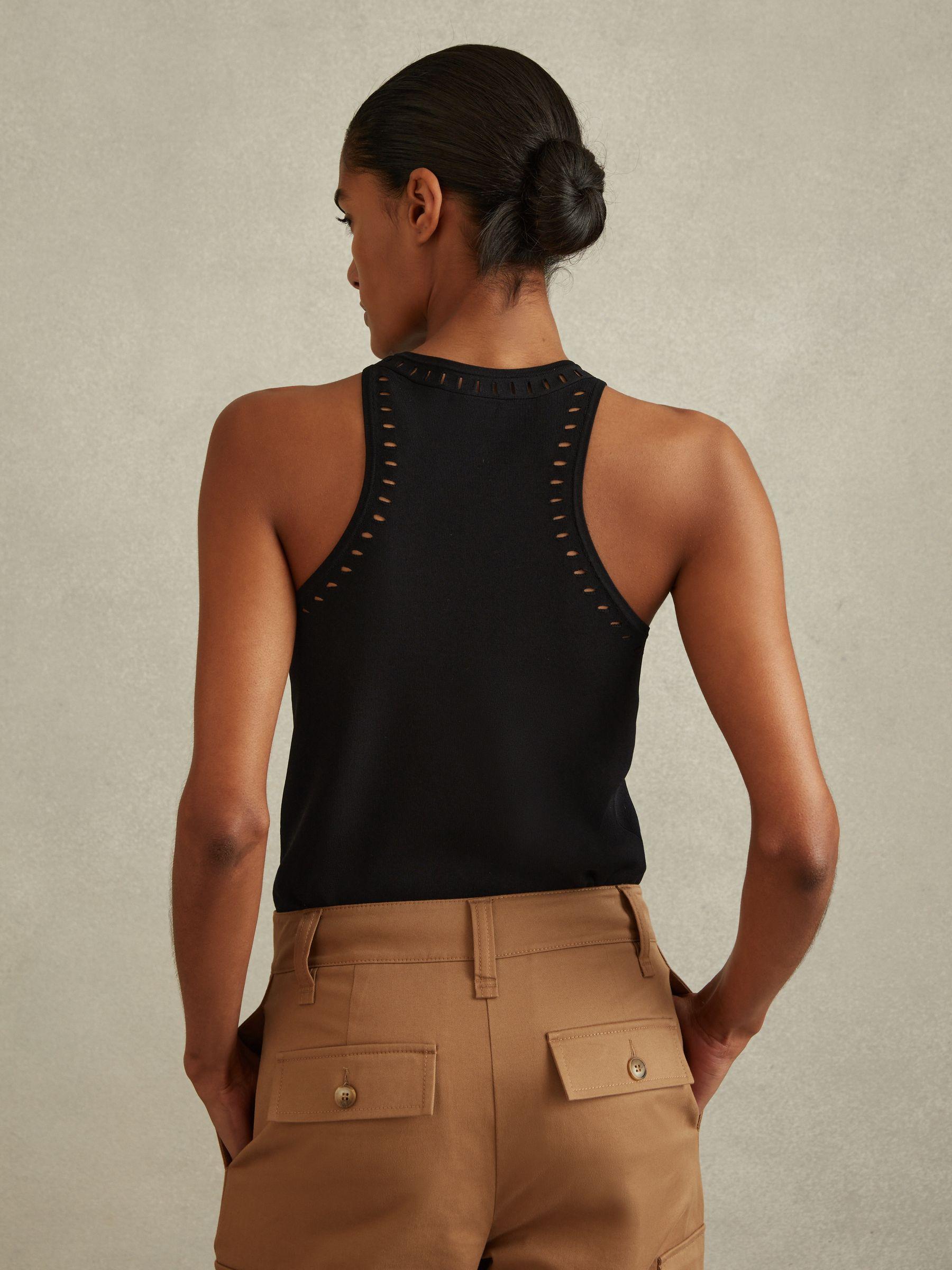 Fitted Cut-Out Detail Vest in Black Product Image