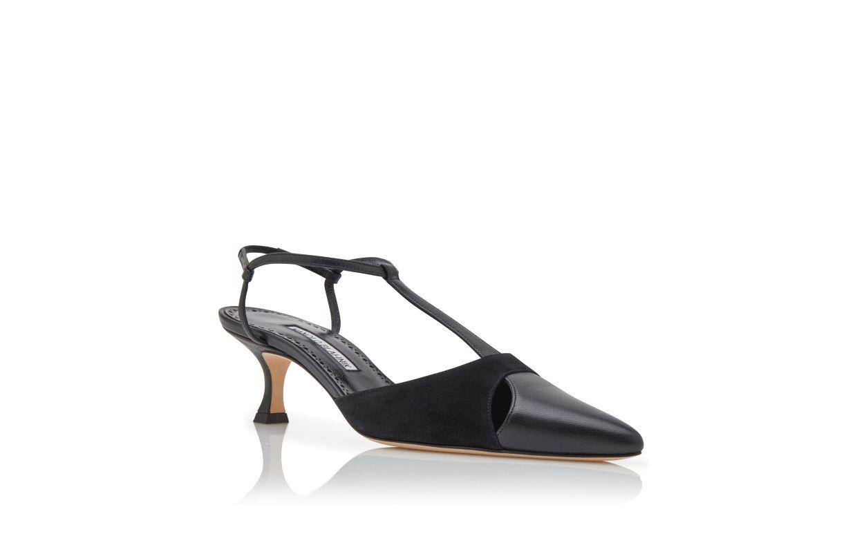 TURGIMOD Black Nappa Leather T-Bar Pumps Product Image