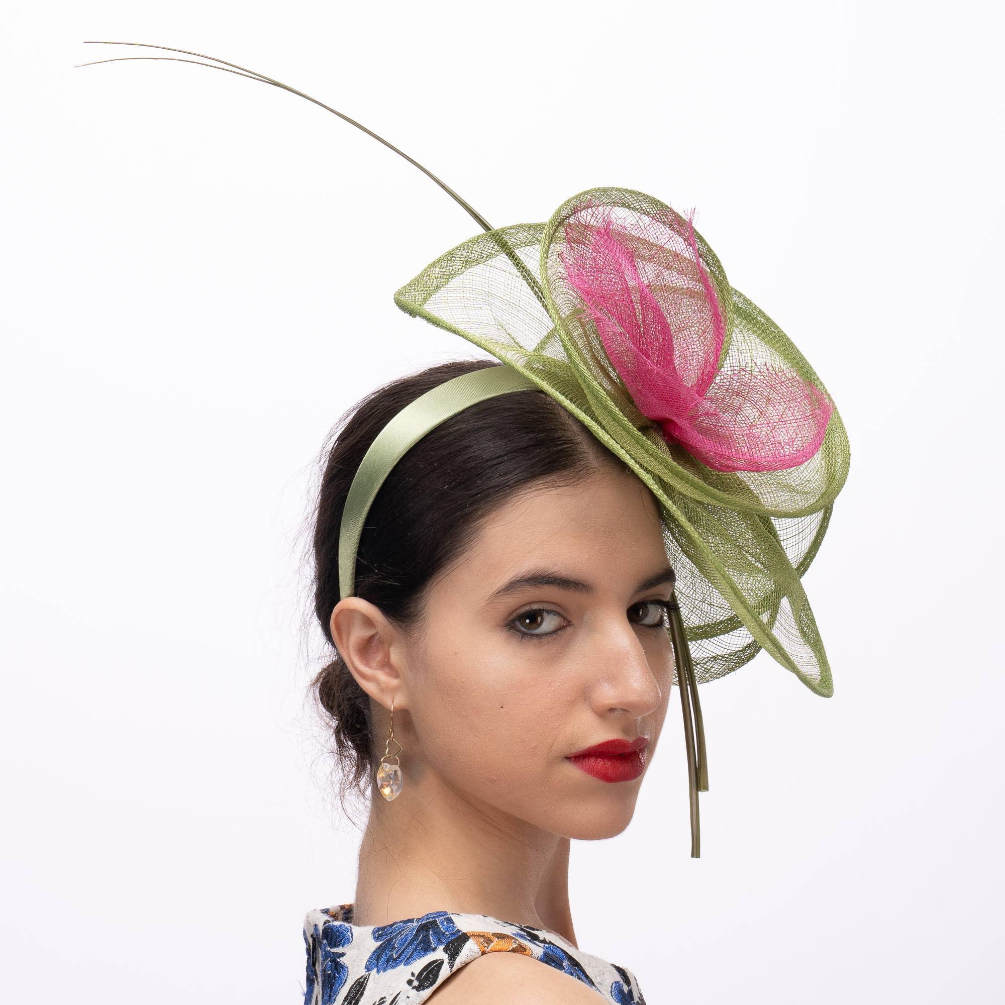 2Tone Sinamay Fascinator With 2 Quill Stick Feathers Product Image