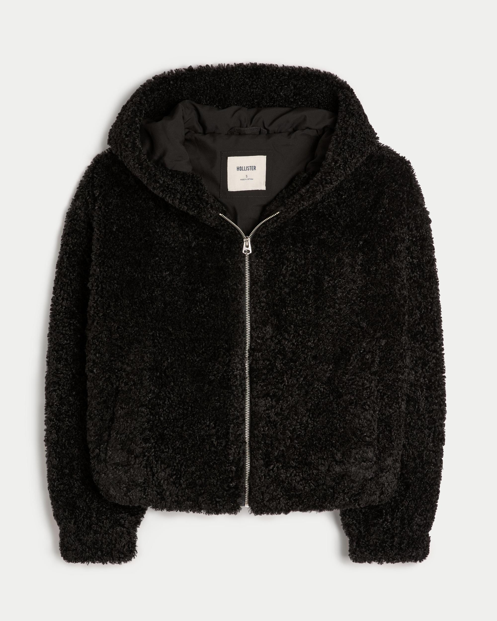 Curly Faux Fur Zip-Up Jacket Product Image
