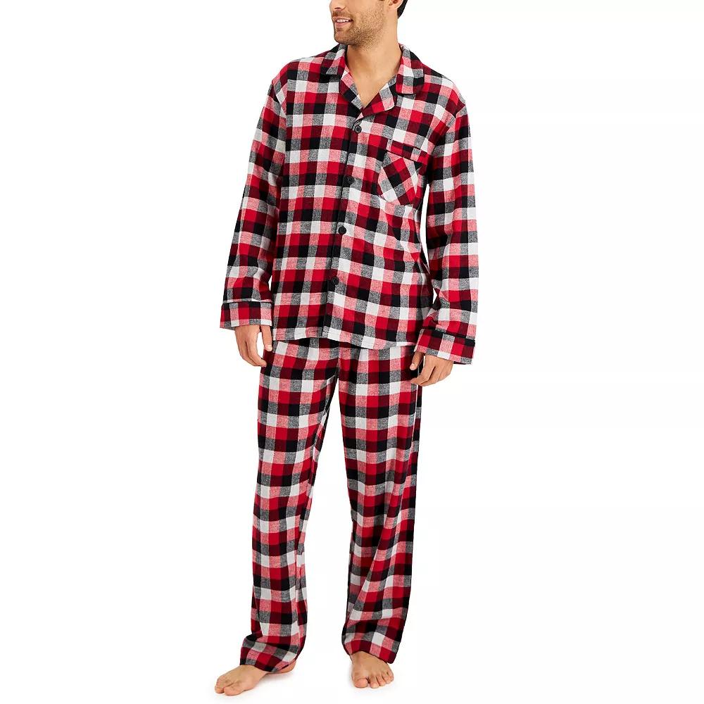 Men's Hanes Ultimate® Plaid Flannel Pajama Set, Size: XL, Red Buffalo Plaid Product Image