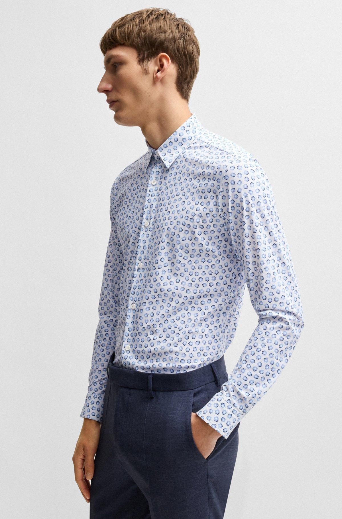 Slim-fit shirt in floral-print performance-stretch jersey Product Image