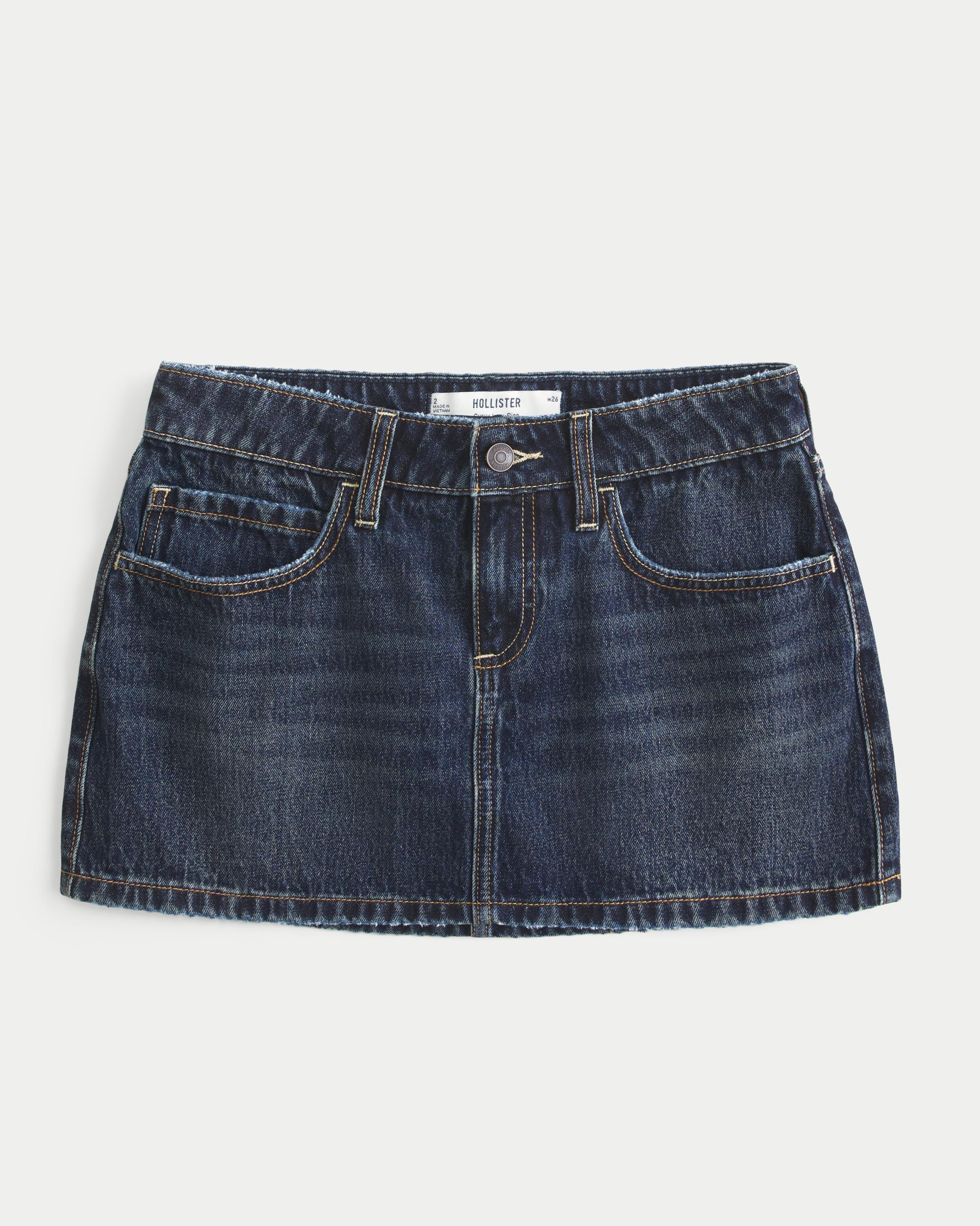 Curvy Low-Rise Denim Mini Skort Product Image