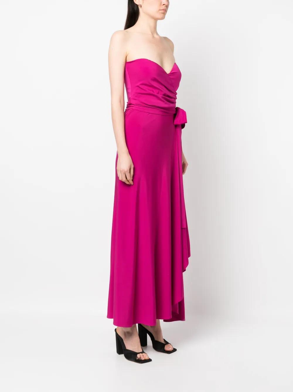 flared bow-fastening strapless dress Product Image