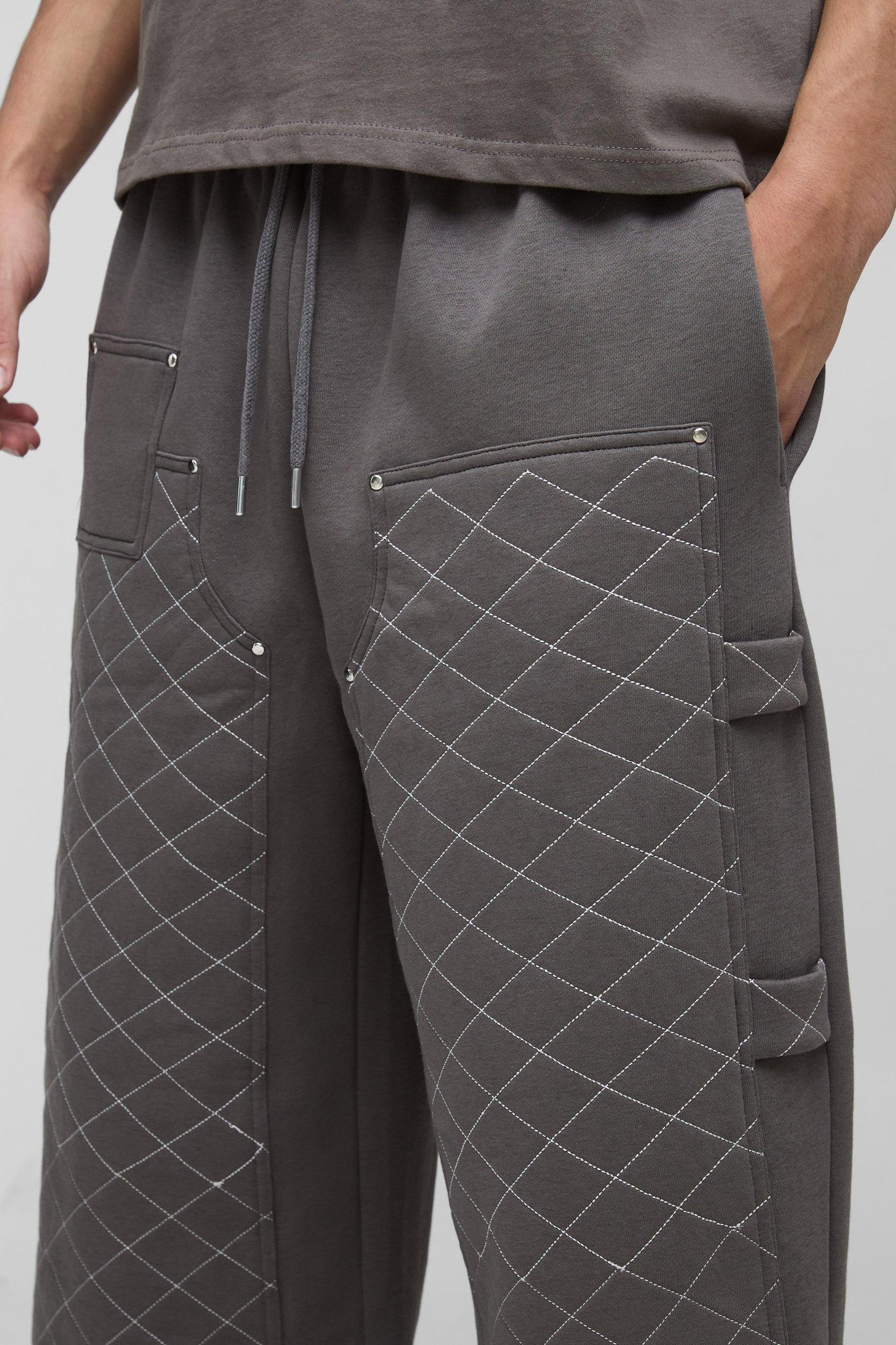 Extreme Wide Leg Carpenter Stitching Detail Sweatpants | boohooMAN USA Product Image
