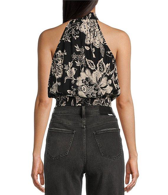 Angie Floral Print Mock Neck Coordinating Sleeveless Top Product Image