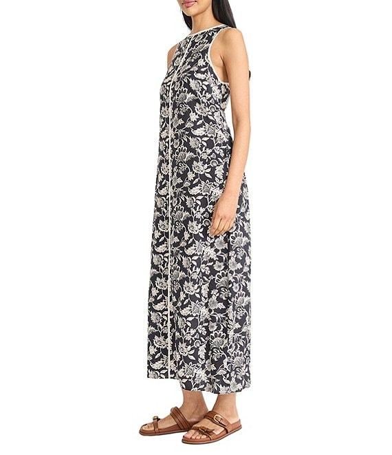 The Good Journey Crew Neck Keyhole Back Printed Rayon Blend Maxi Dress Product Image