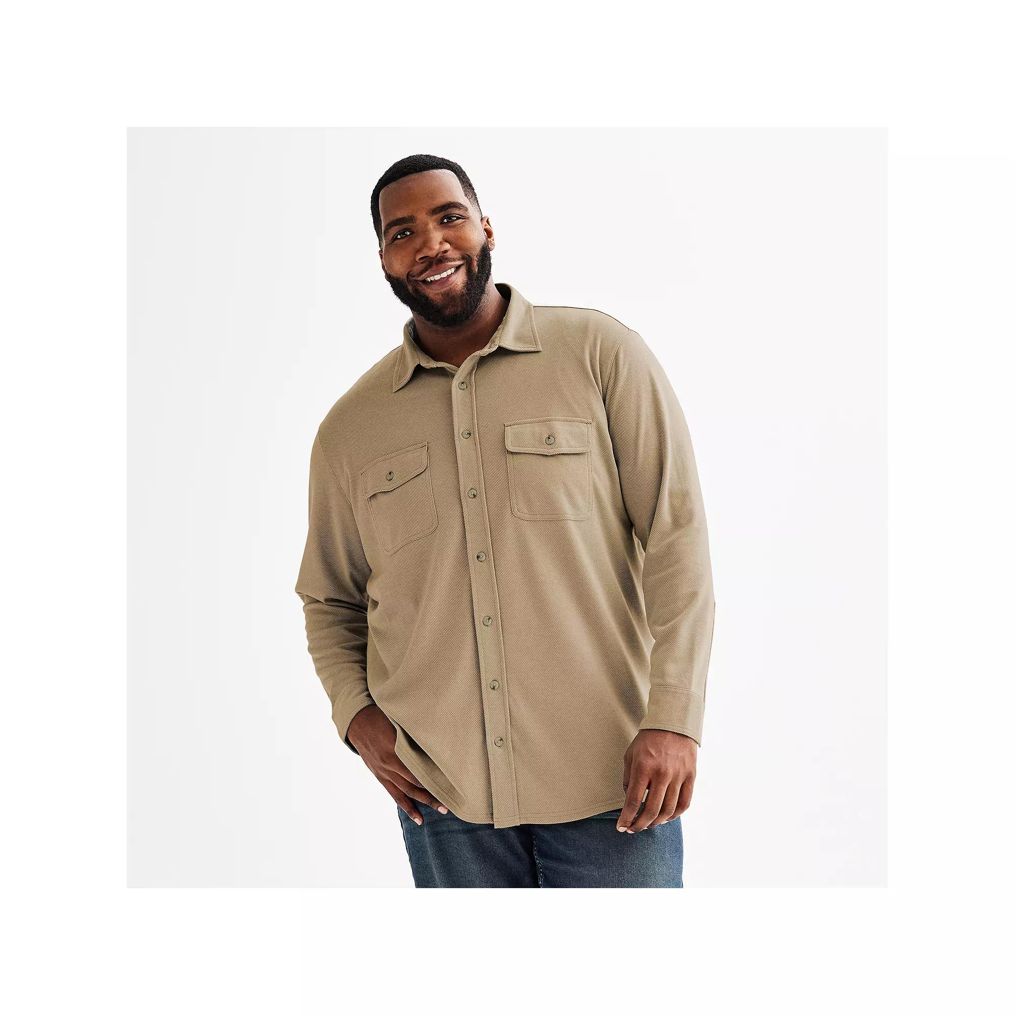 Big & Tall Sonoma Goods For Life® Long Sleeve Knit Button Down Shirt, Men's, Size: Large Tall, Light Brown Product Image