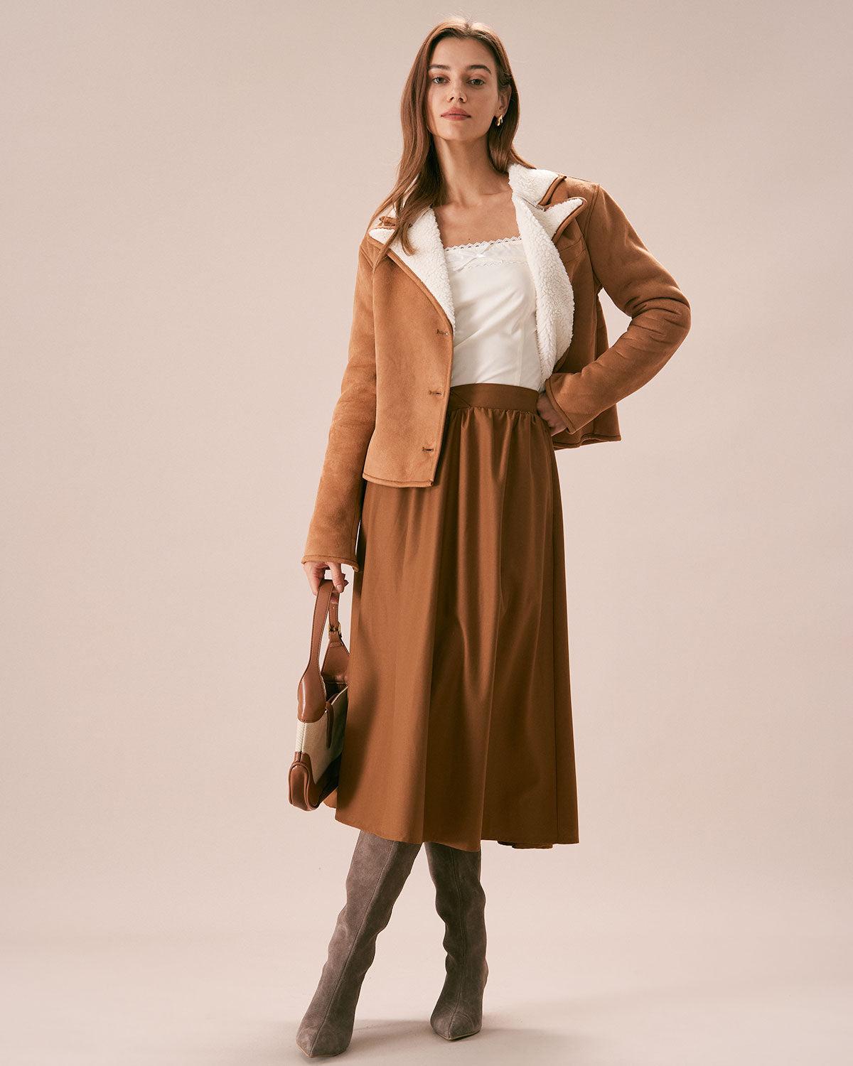 The Brown Lapel Single Breasted Suede Jacket Product Image