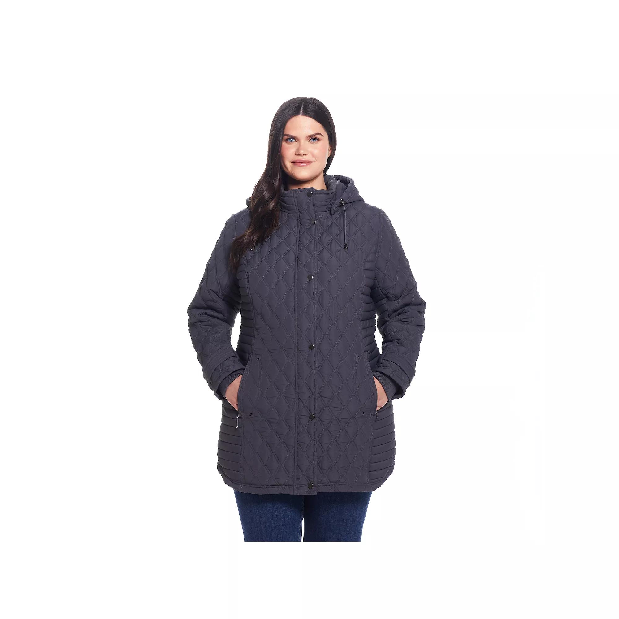 Women's Weathercast Ribbed Knit Quilted Hooded Walker Jacket,  Product Image