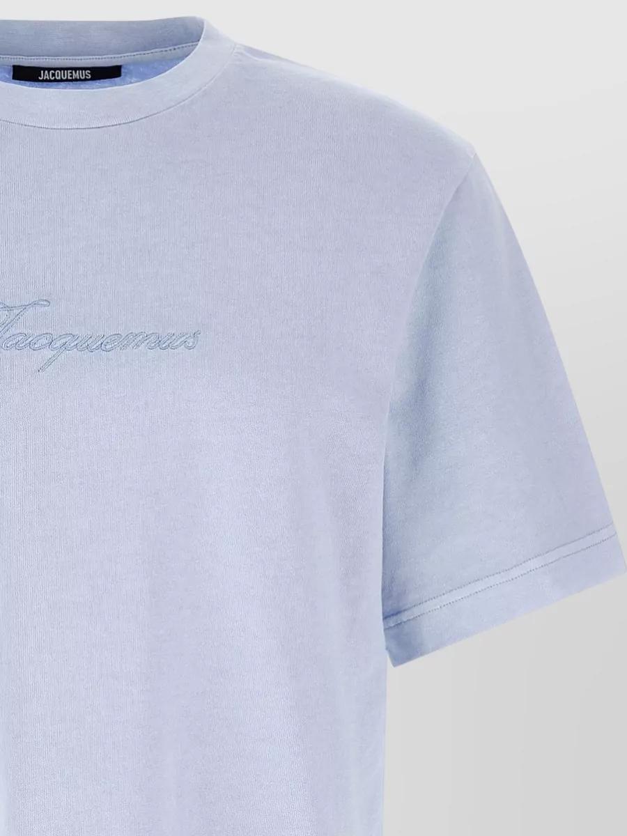 JACQUEMUS Mens Blue Pigmento Log-embroidered Cotton T-shirt Xl Product Image