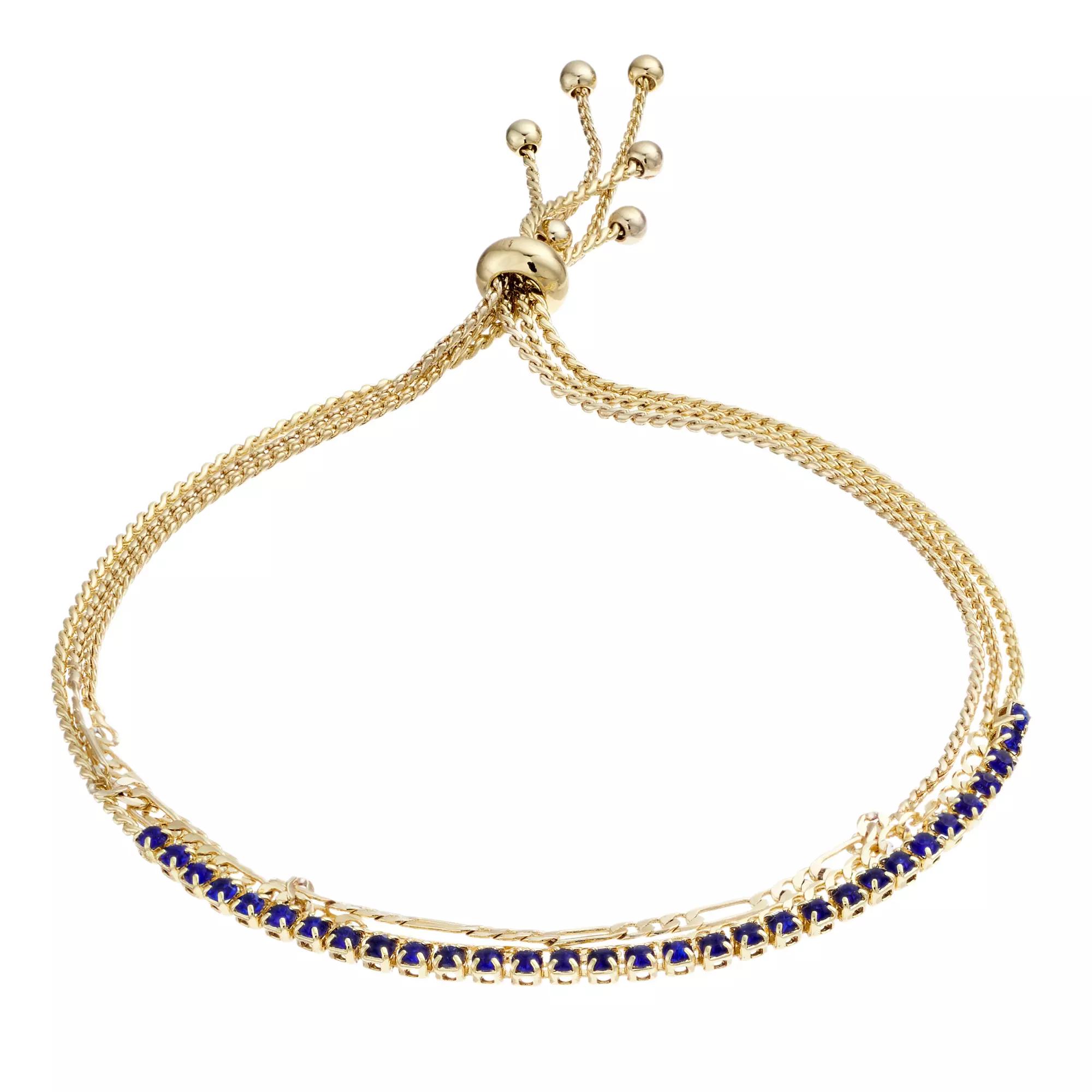 City Luxe Crystal Simulated Birthstone Multi-Strand Adjustable Chain Bracelet, Women's, Gold Tone December Product Image