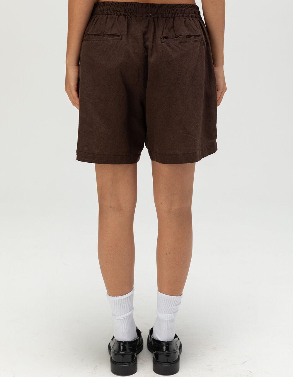 OBEY Slippers Womens Linen Shorts - BROWN Product Image
