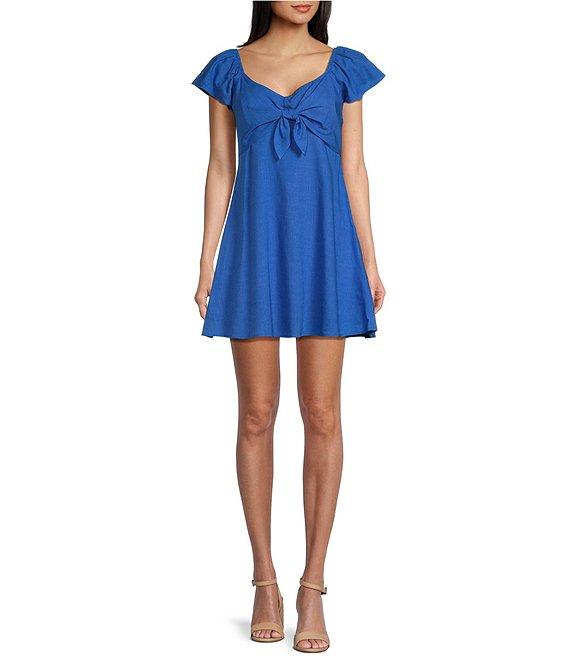 Copper Key Flutter Sleeve Tie Front Dress Product Image