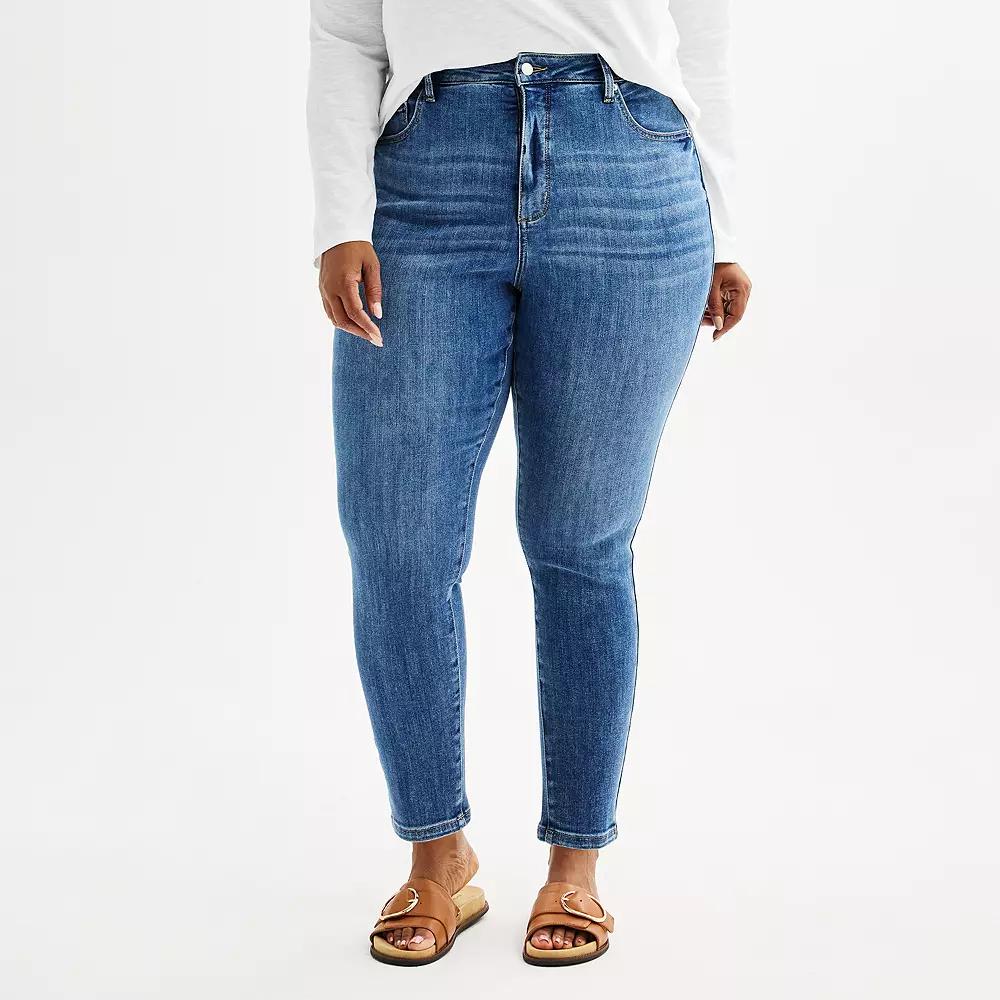 Plus Size Sonoma Goods For Life® High Rise Curvy Skinny Jeans, Women's, Size: 26 W, Med Blue Product Image