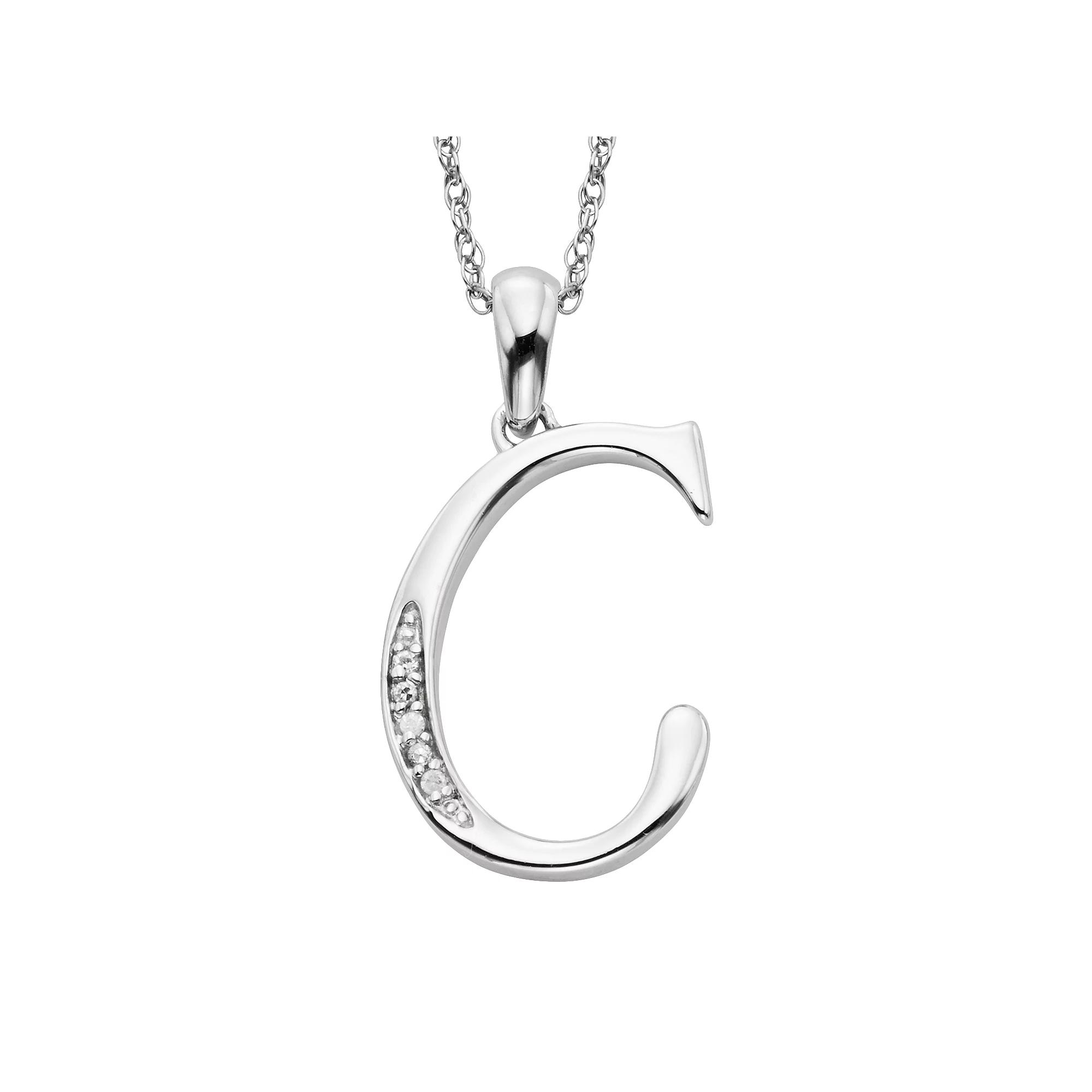 Sterling Silver Diamond Accent Initial Pendant, Women's,  Product Image