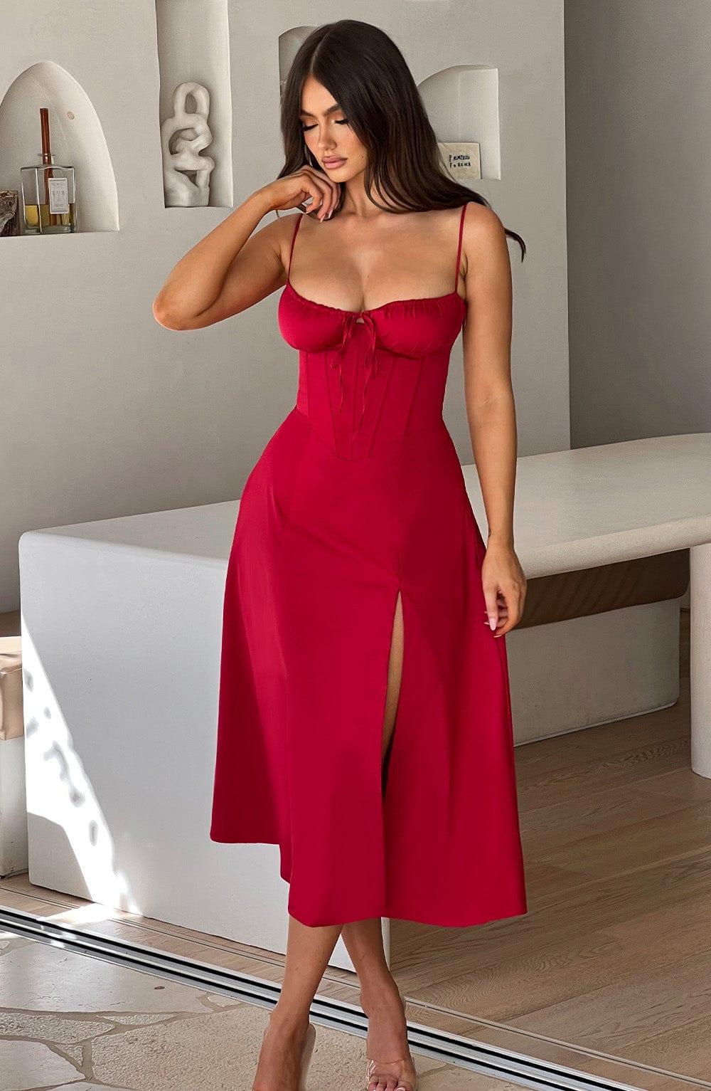 Deanna Midi Dress - Red Product Image