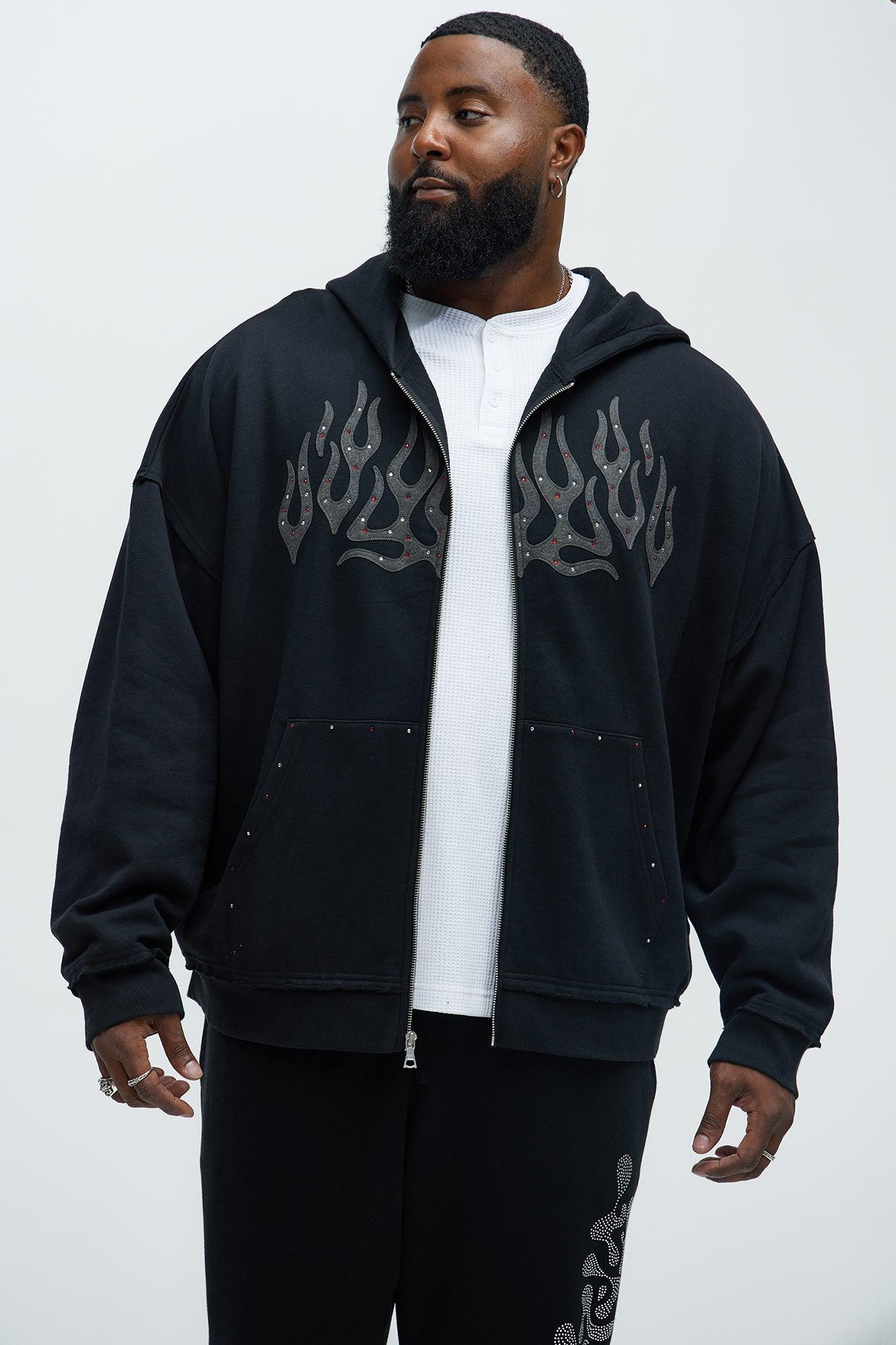 Tyson Bling Oversized Zip Hoodie - Black Product Image