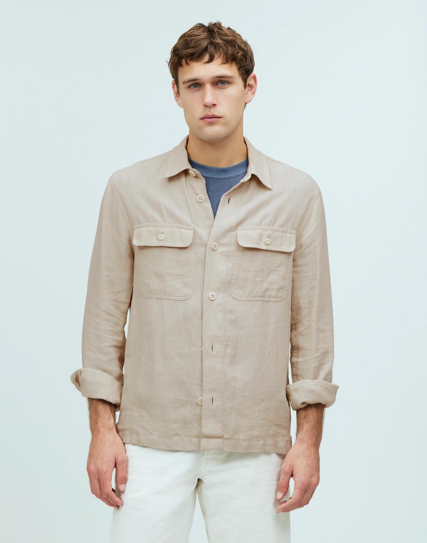 Straight Hem Work Shirt in Garment-Dyed Linen Product Image