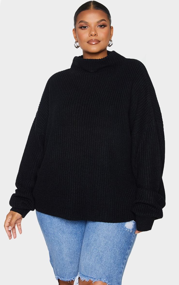 Plus Black High Neck Sweater Product Image