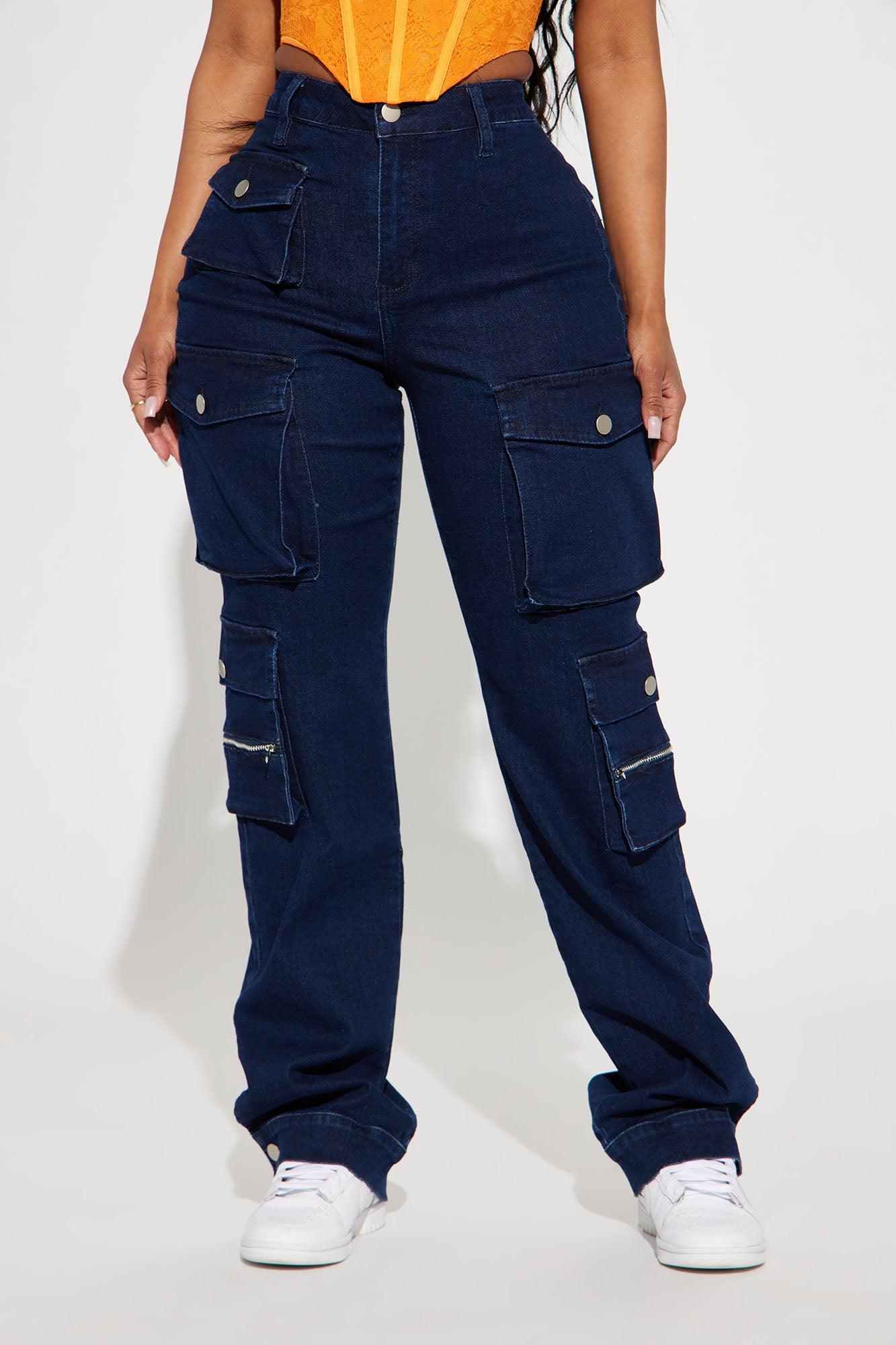 Out Of My Way Stretch Cargo Jean - Dark Wash Product Image