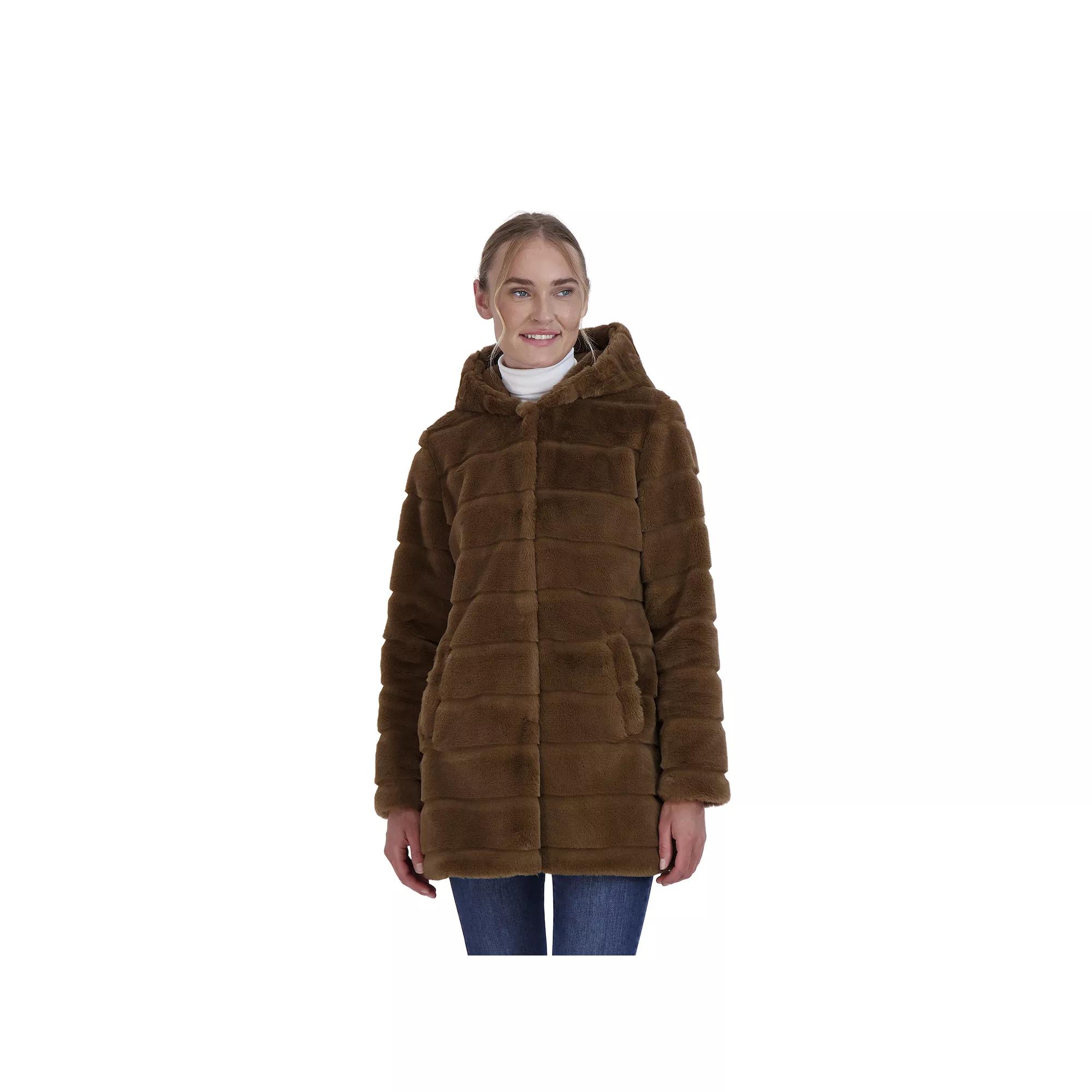 Women's Sebby Collection Hooded Reversible Faux-Fur Coat,  Product Image