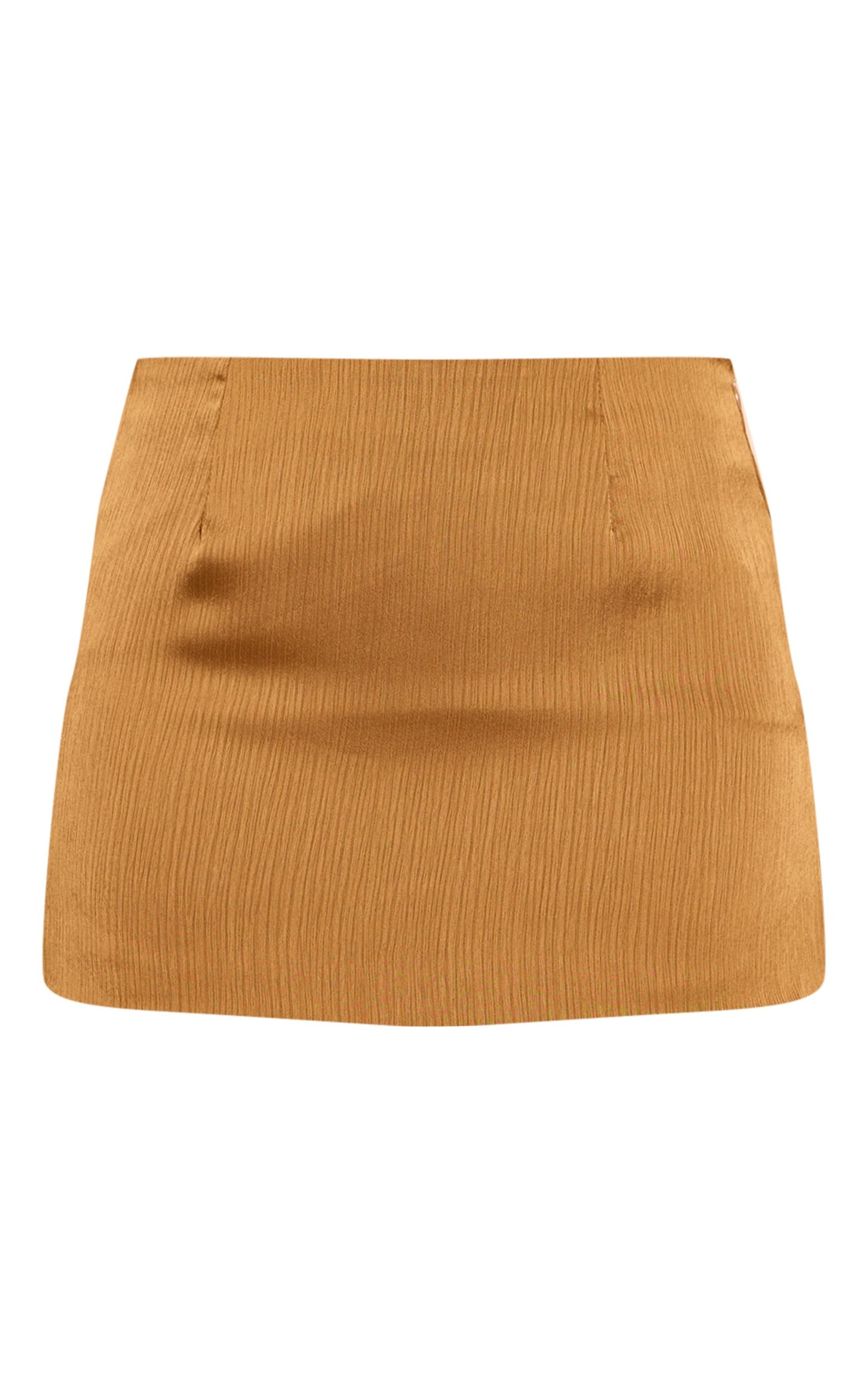  Dark Chartreuse Textured Satin A Line Mini Skirt Product Image