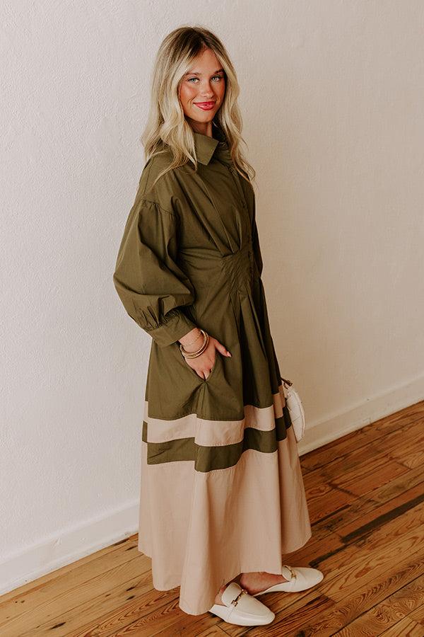 Hopeless Romantic Button Down Midi in Army Green Product Image