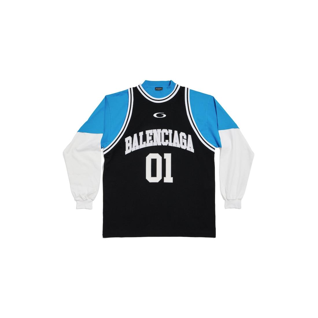 Men's Basketball Series - Layered Long Sleeve T-shirt in Black/white Product Image