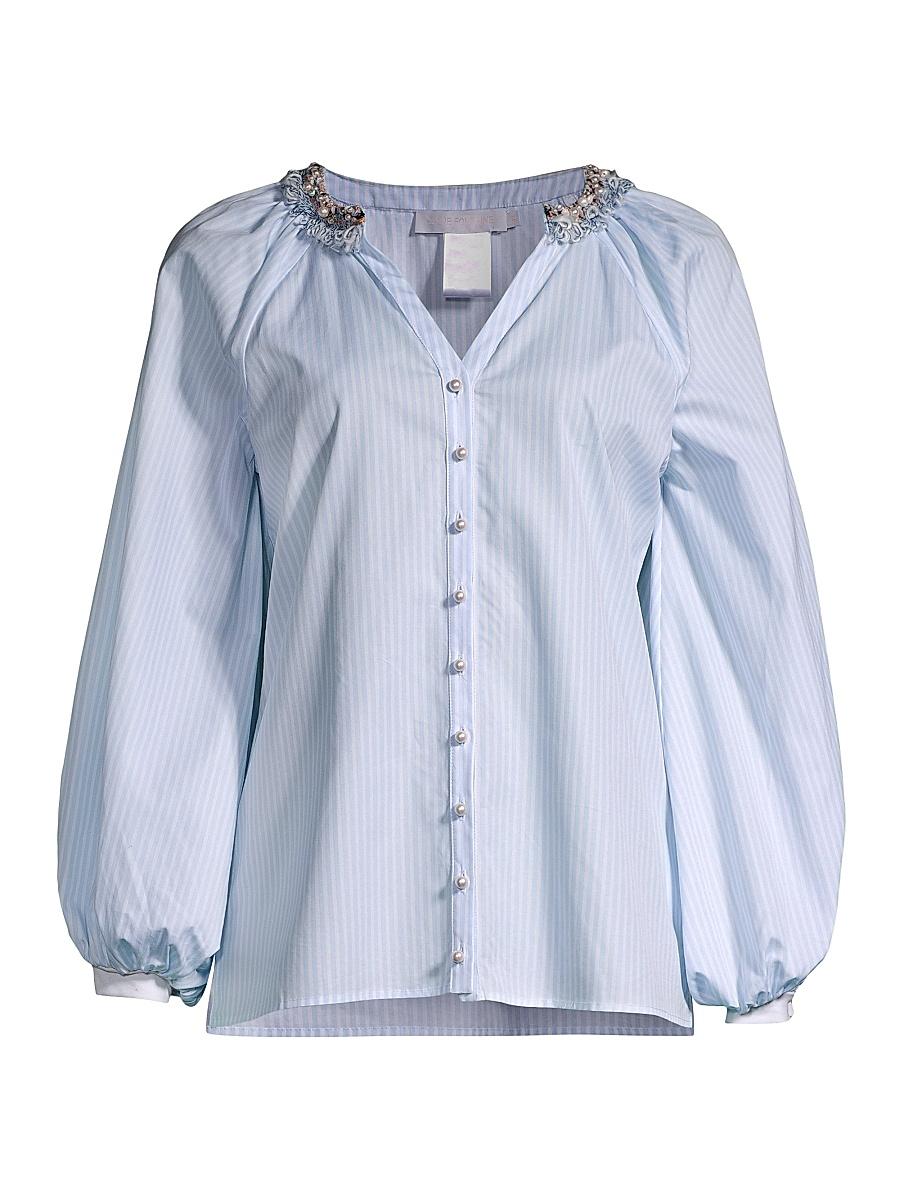 Womens Aix Striped Embellished Blouse Product Image