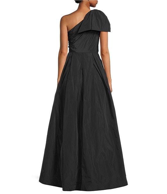 Donna Karan Taffeta Bow One Shoulder Sleeveless Ballgown Product Image