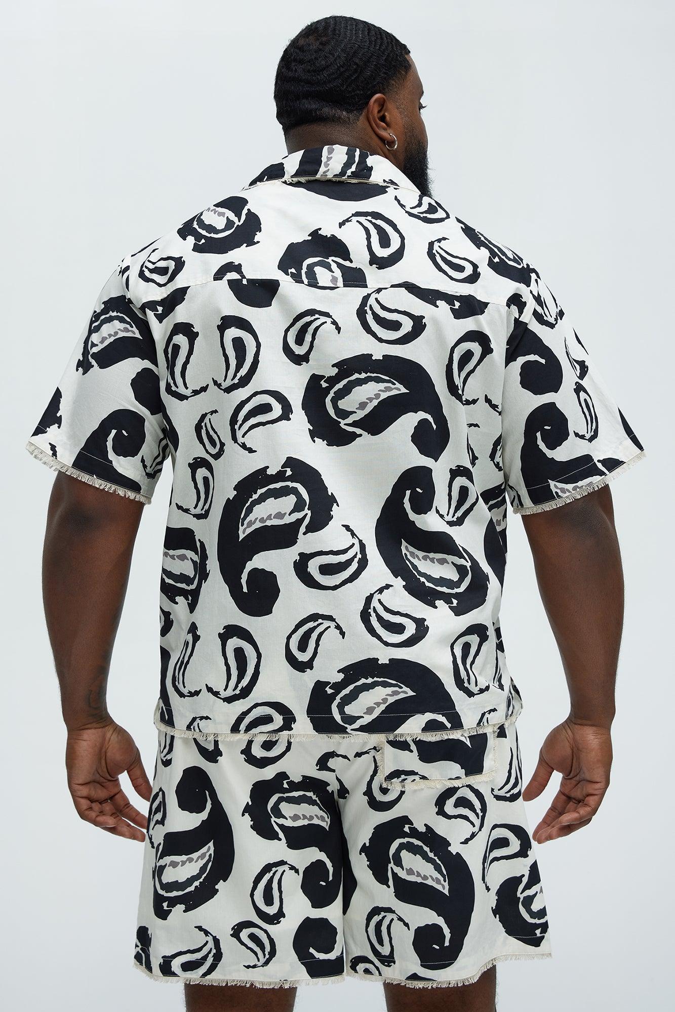 Paisley Print Frayed Shirt - White/combo Product Image