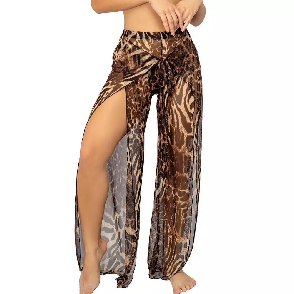 Women's Jordan Taylor Animal Skin Swim Cover-Up Harem Pant, Size: Large, Brown Product Image