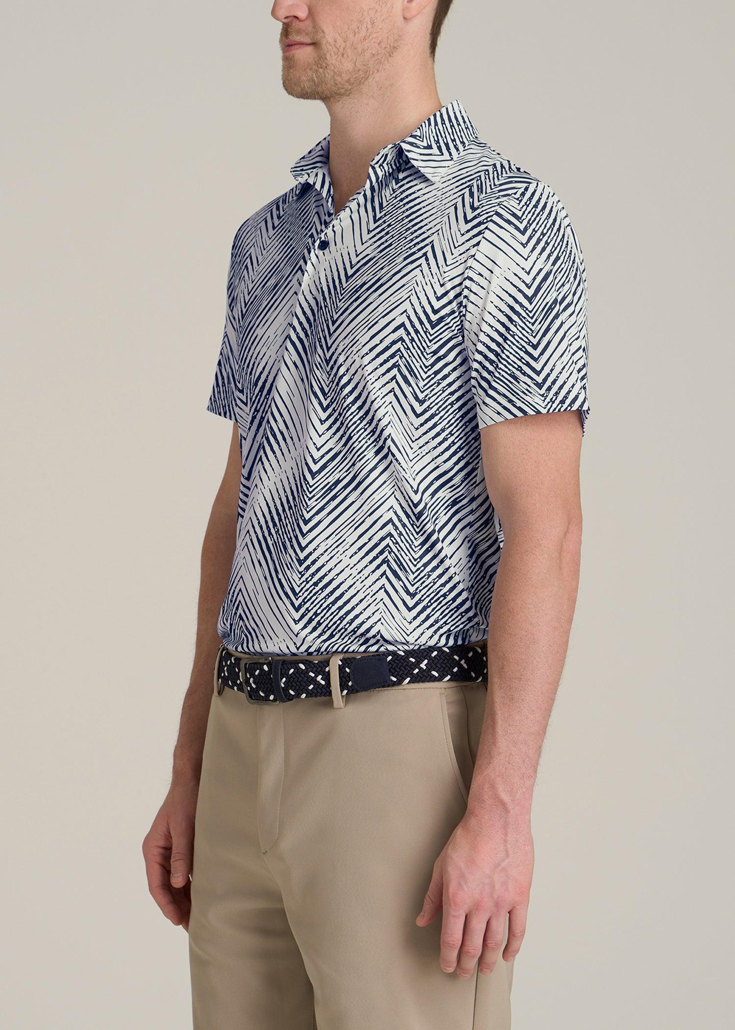 Golf Performance Polo Shirt for Tall Men in Navy Chevron Male Product Image
