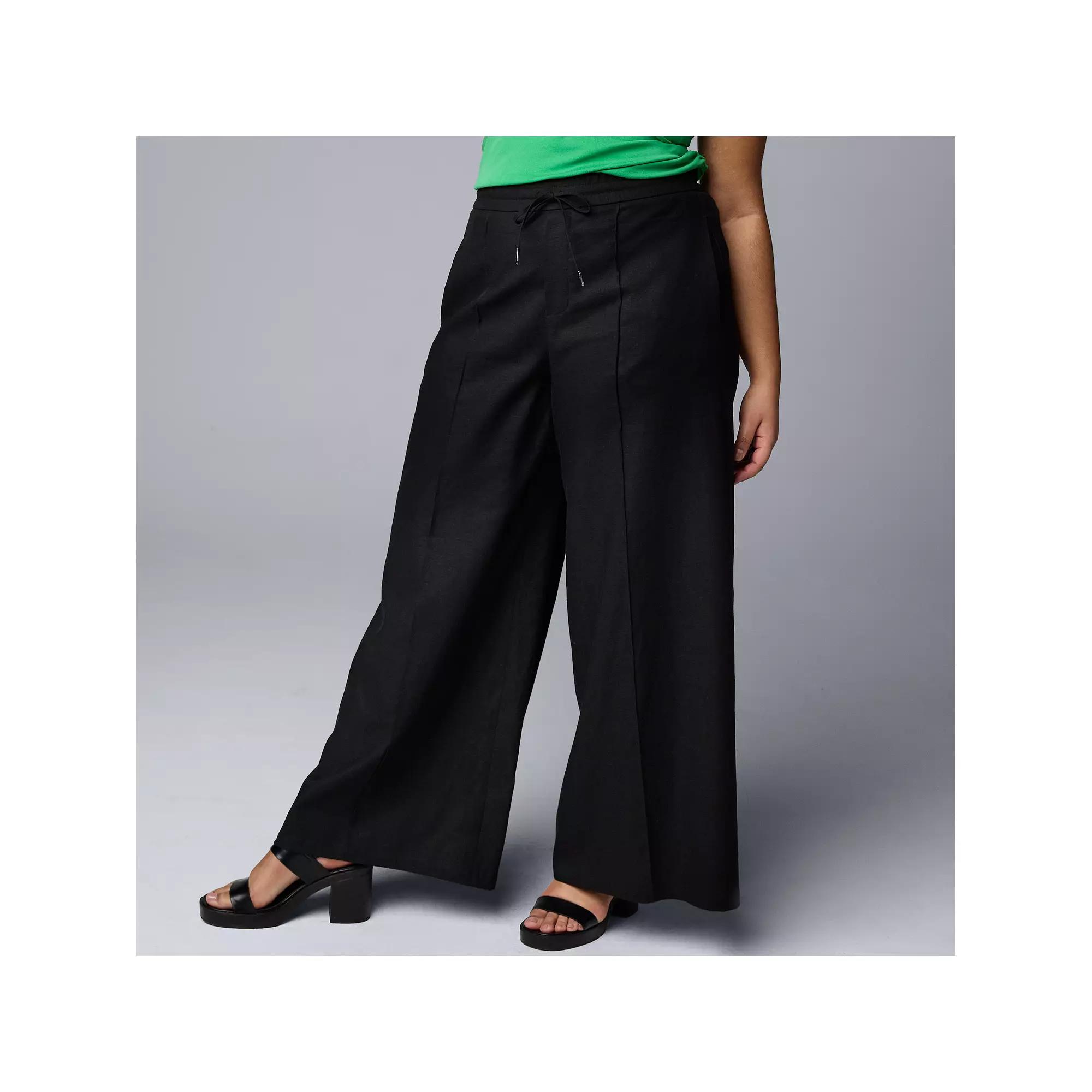Plus Size Simply Vera Vera Wang Wide Leg Linen Pants, Womens Product Image