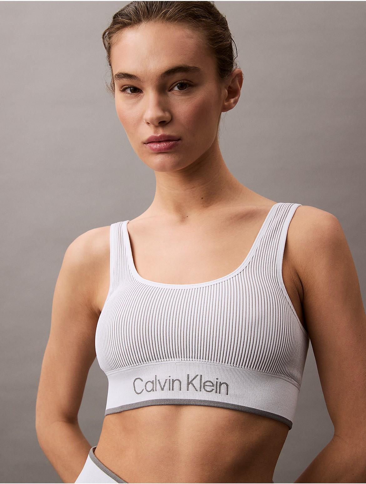 Calvin Klein Womens Rib Sport Medium Impact Sports Bra - Black Product Image