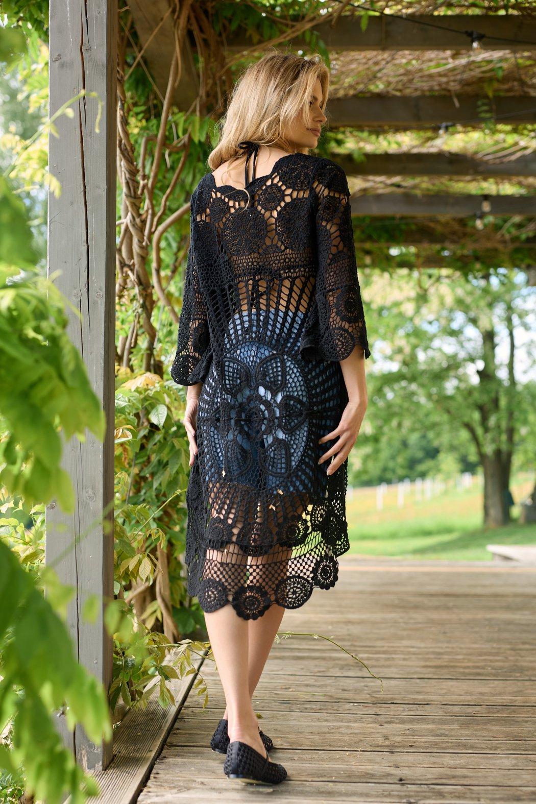 High Low Long Sleeve Crochet Cover Up Product Image