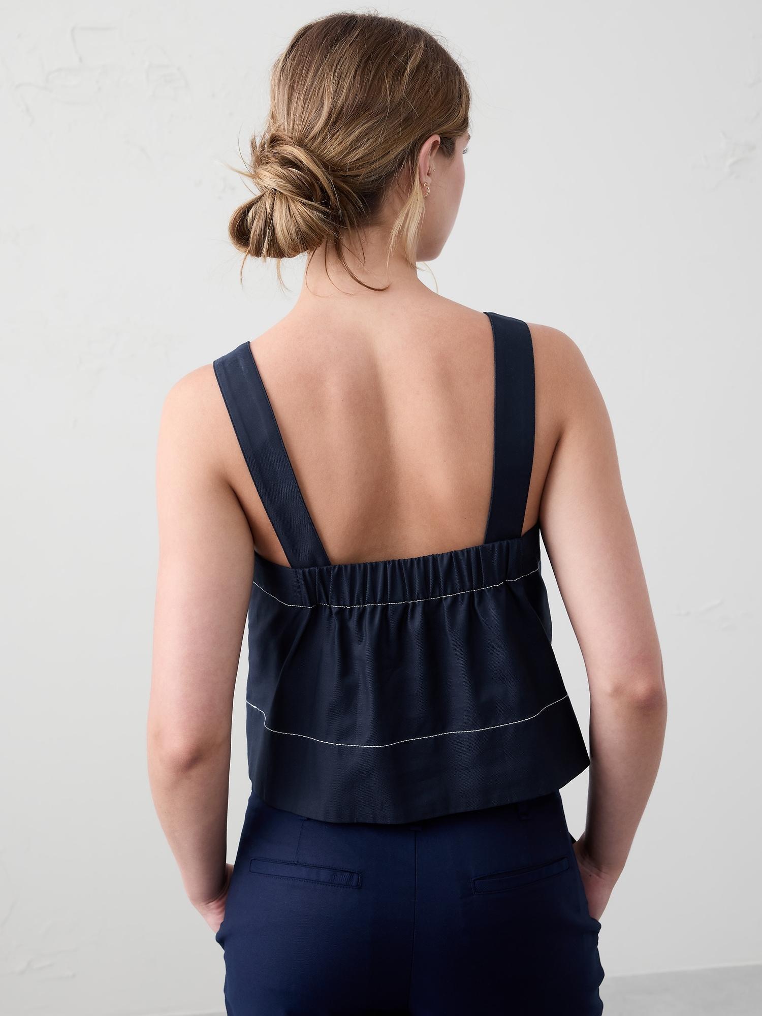 Boxy Topstitch Cropped Top Product Image