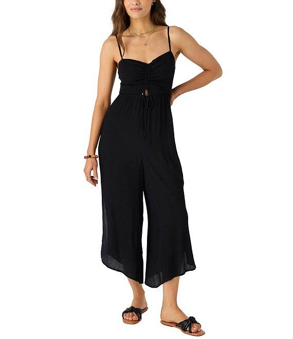 O'Neill Keiko Side Slit Wide Leg Smocked Back Jumpsuit Product Image