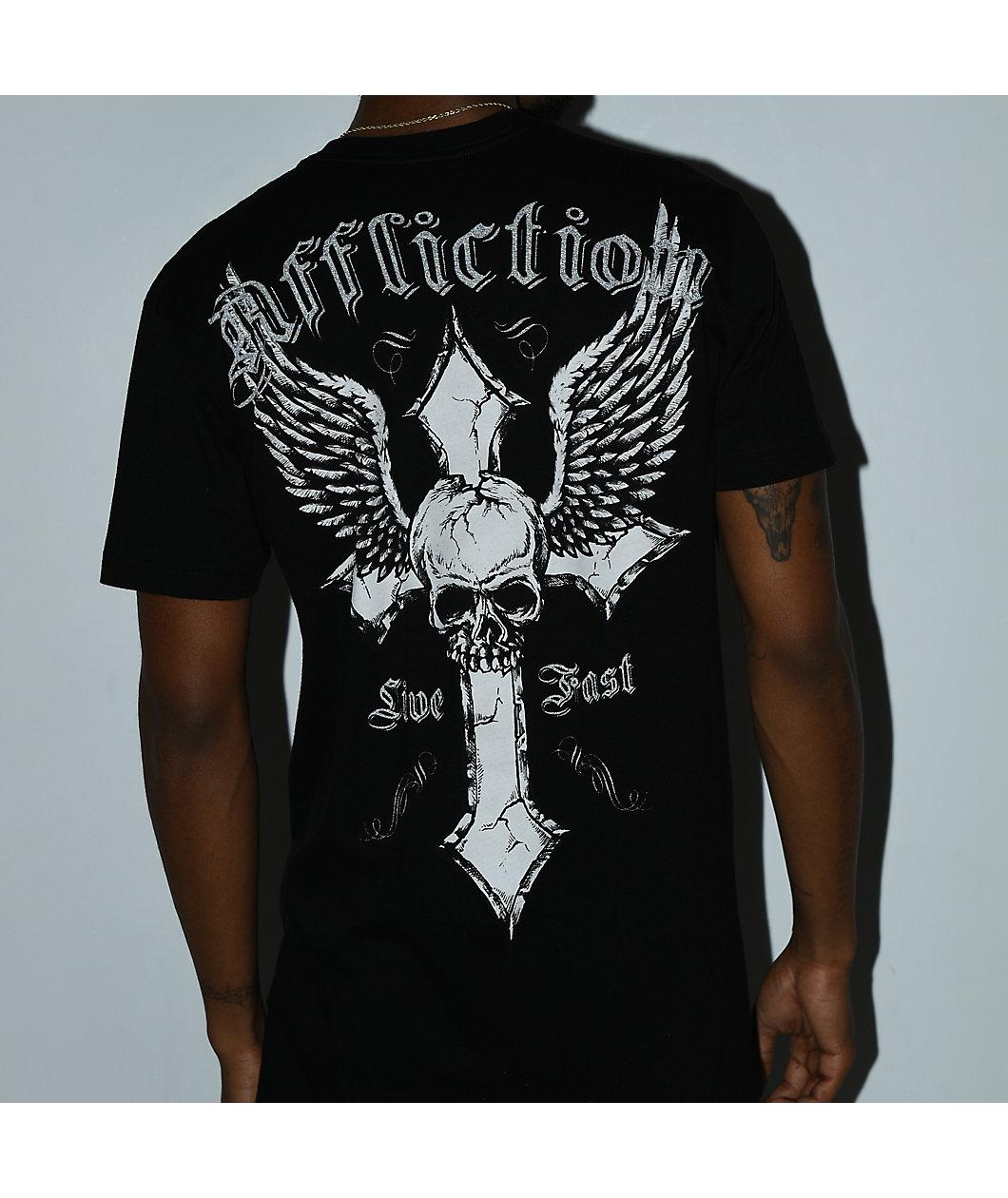 Affliction Live Fast Reflective Black T-Shirt Product Image
