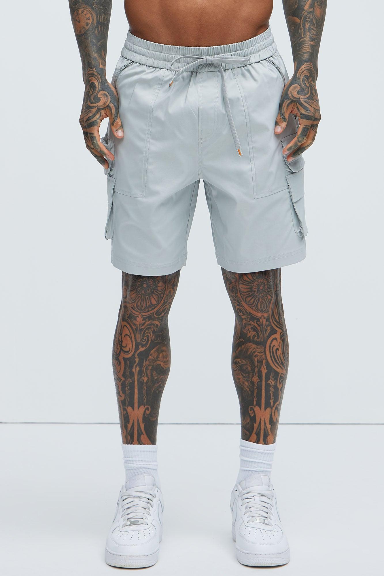 Catch Up Nylon Cargo Shorts - Grey Product Image