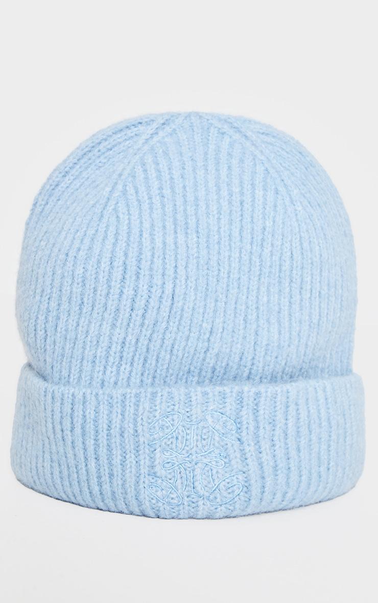 PRETTYLITTLETHING Blue Rib Logo Beanie Product Image