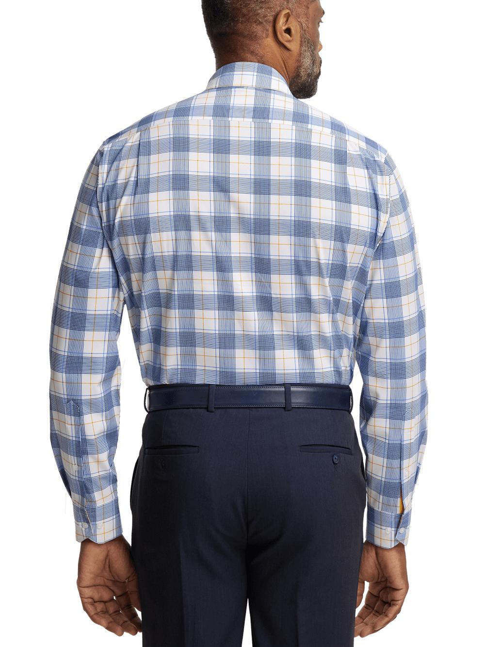 Performance Stretch Check Casual Shirt - Blue/yellow Product Image