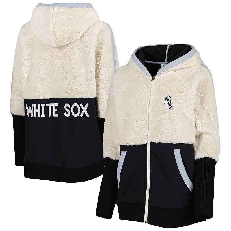 Women's G-III 4Her by Carl Banks Oatmeal/Black Chicago White Sox Shuffle It Raglan Full-Zip Hoodie,  Product Image