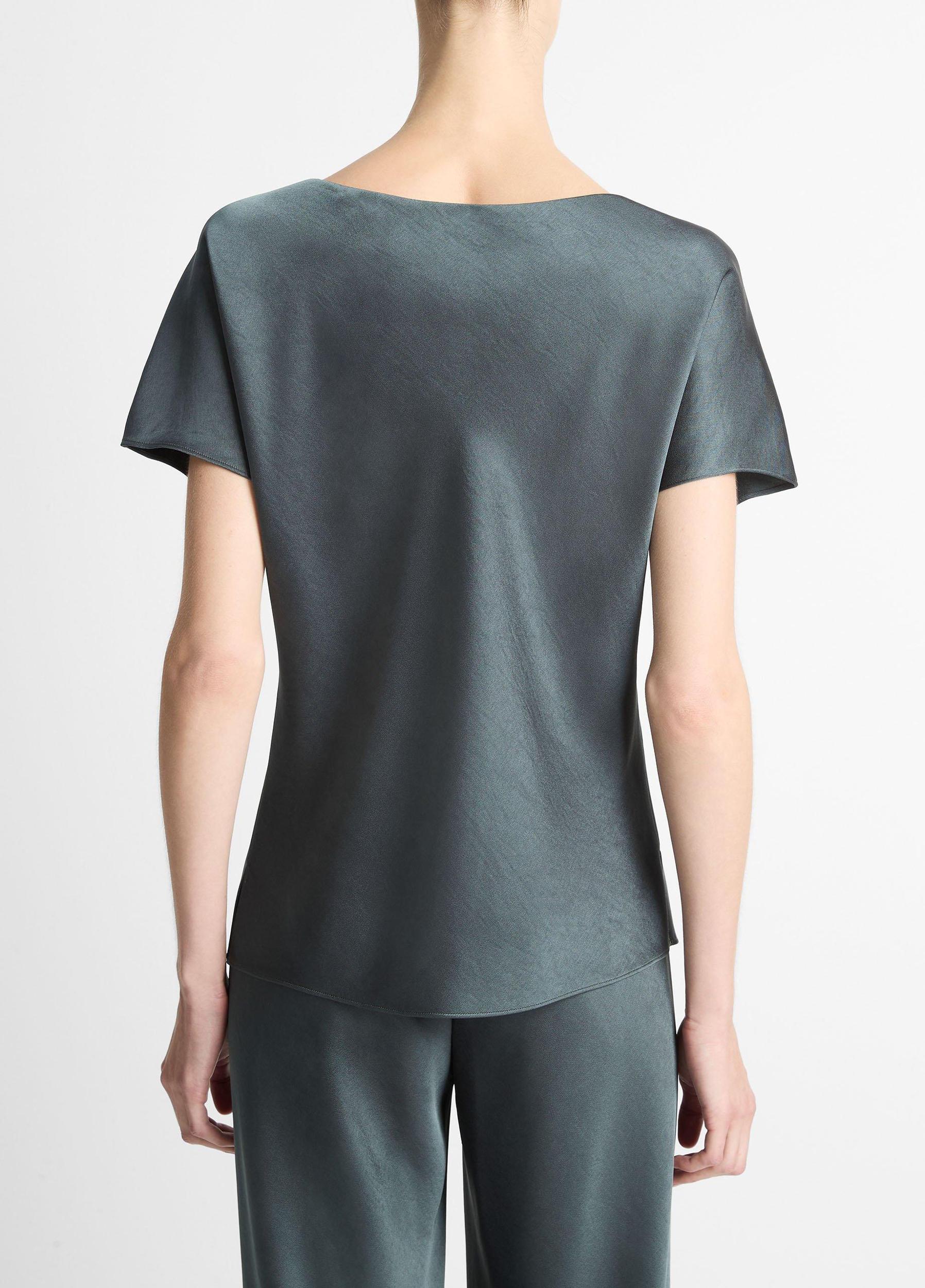 Satin V-Neck Blouse Product Image
